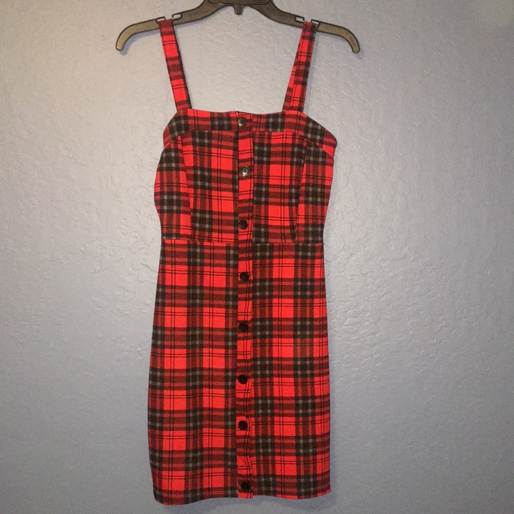 Red and black plaid dress